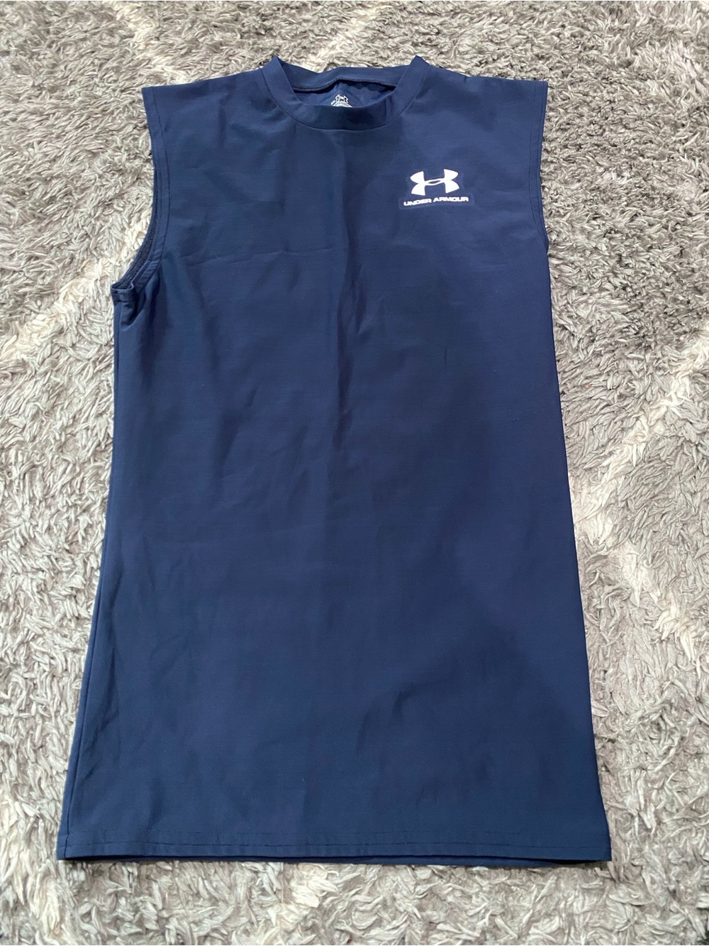 Under Armour Navy Blue Muscle Tank with White Logo
